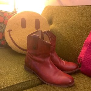 Vintage Frye Campus Red Ankle Boots